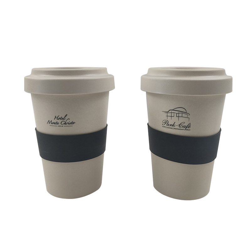 Återanvändbar kaffekopp av bambufiber med lock i bambupulver