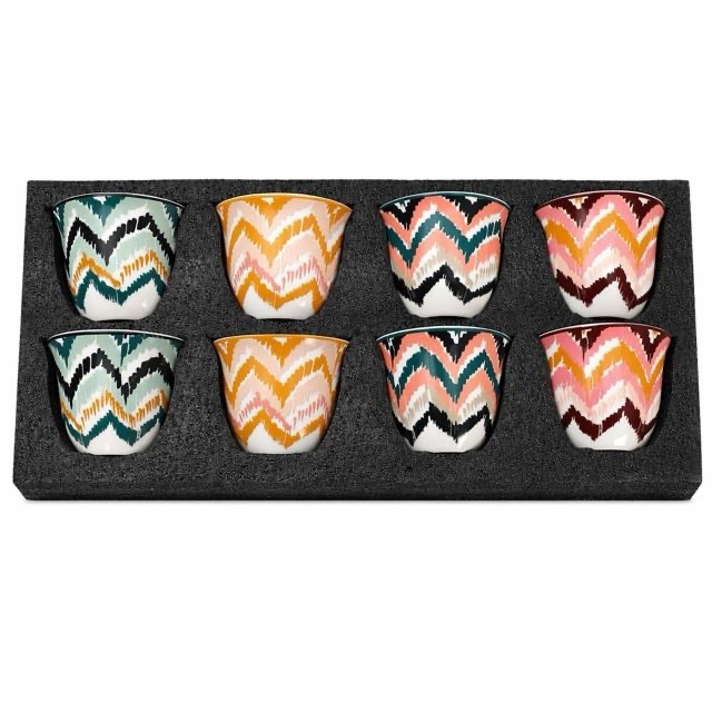 Boho Wave Keramisk tekopp 8st presentset för te espresso