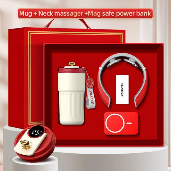 Anpassad logotyp 3-i-1 presentförpackningsmugg Massager Power Bank