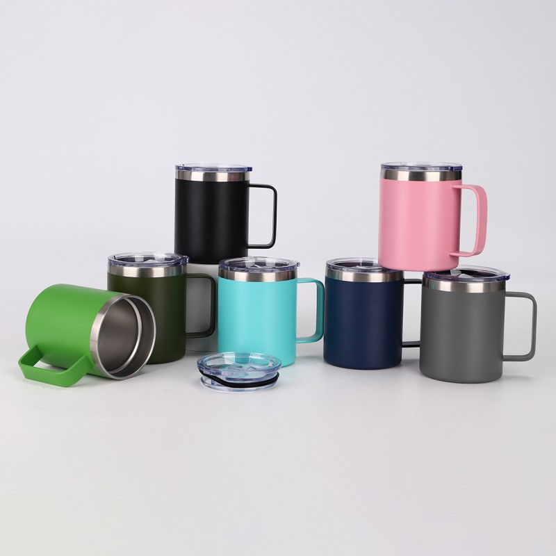 Custom logotyp rostfritt stål isolerad handtagsmugg