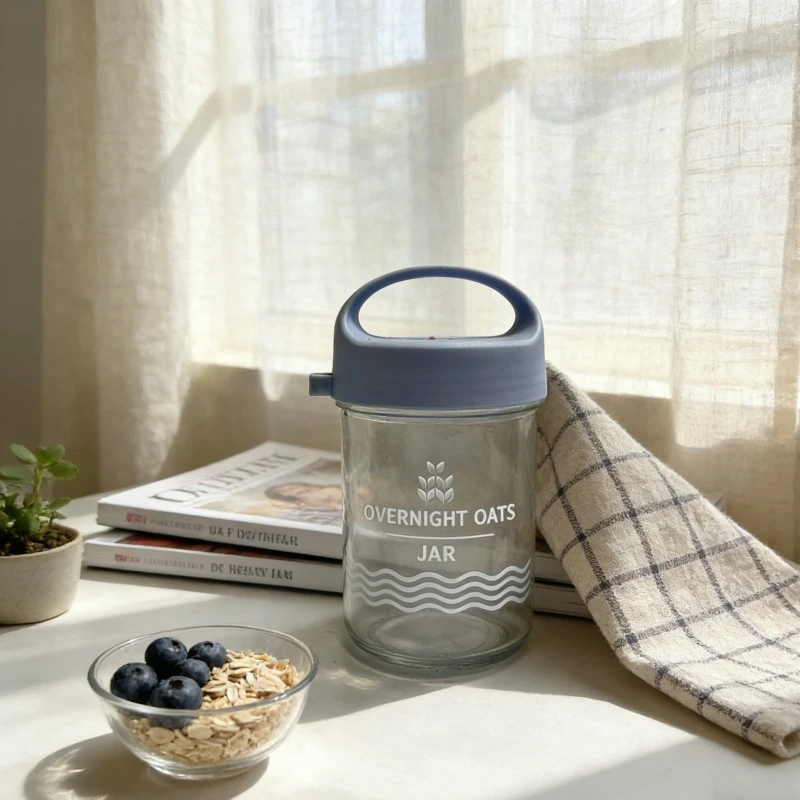 Overnight Oats Glass Tumbler With Carry Lid