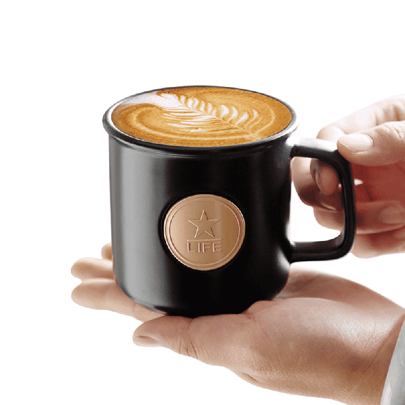 Star LIFE keramisk kaffemugg med lock & sked
